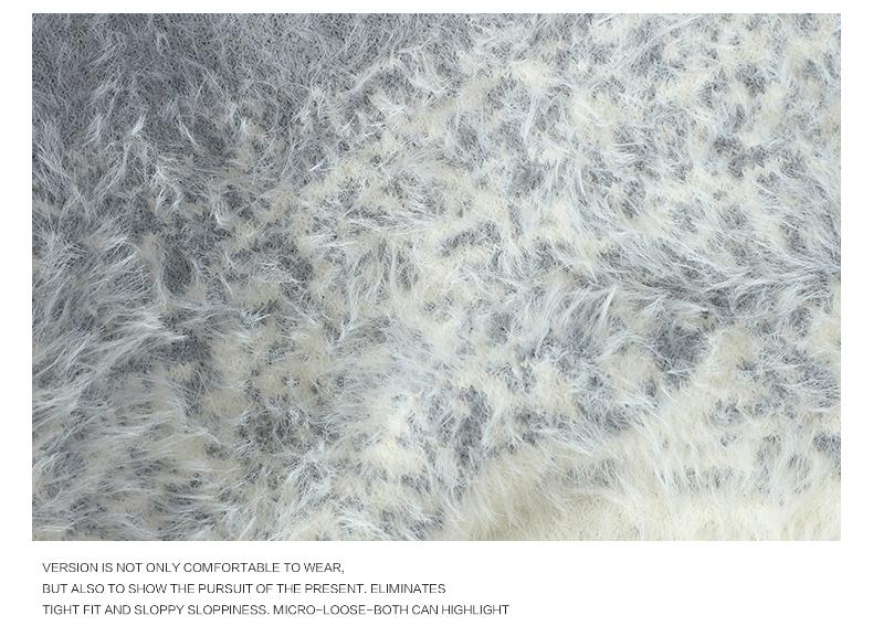 Women's Faux Mink Fur Sweater Round Neck Soft Cable Knit Thick Warm Long Sleeve Pullover Base Shirt, Stylish Two-Tone High-End Feel, Perfect for Fall/Winter Wear