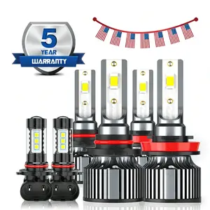 LED Headlight Upgrade Kit – 6PCS 9005/9006/H11 Bulbs Combo Super Bright 300% Brighter Than Halogen 6500K White Beam Plug & Play for Cars Trucks SUVs 50,000+ Hour Lifespan 4-Layer Cooling System