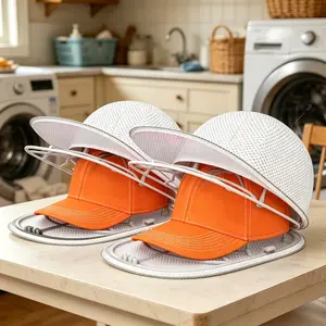 Hat Washer Cage (1 Cage + 1 Bag) Hats Cleaner for Baseball Caps for Washing Machine or Dishwasher Ball Cap Washers Frame for Flat & Curved Hats Fit for Adult and Kids Hats Father's Day Gift Ideal Laundry Accessory