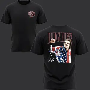 USA Hockey Hughes Fan Shirt, Patriotic Ice Hockey Tribute Apparel, Team USA Inspired Graphic Tee Sweatshirt Hoodie For Men Women Hockey Lovers Unisex Womenswear