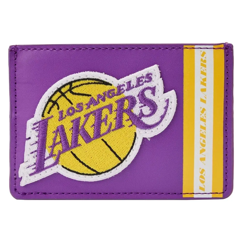 Loungefly NBA Los Angeles Lakers Patch Icons Card Holder, Officially Licensed Men's Vegan Leather Casual Wallet, Collectibles