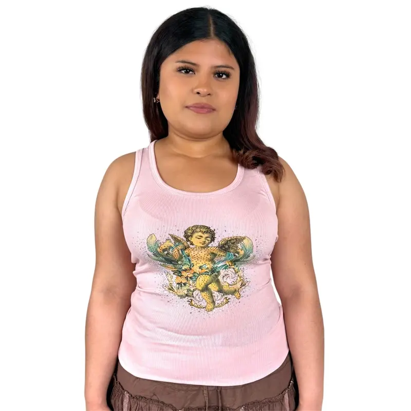 Rhinestone white tank top - TikTok Shop