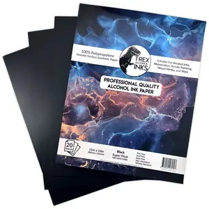 Deluxe Black Alcohol Ink Paper Pack, 11x14 Synthetic Paper 20-Pack by T-Rex Inks