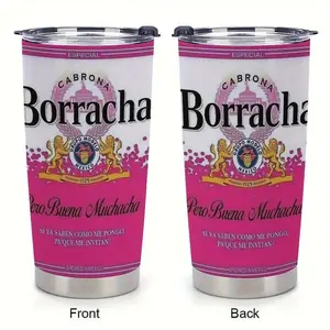 Stainless Steel Tumbler, Cabrona Borracha Pero Buena Muchacha Funny Mexican Drinking Cup, Insulated Travel Mug with Handle & Straw, Party Gift for Women, Regalo para Mujer, Vaso Térmico para Fiesta, Coffee Tumbler - mex10038