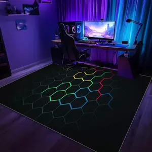 Soft Geometric Gaming Area Rug, Video Game Rug, Perfect for Bedroom & Game Room Decor, Trendy Home Decoration Carpet for Teens & Boys' Rooms