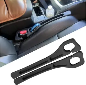2PCS Car Seat Gap Filler Organizer, Upgrade Car Gap Filler with Fill and Storage Function for Storing Phones Keys Cards, Universal No Drop Seat Guard for Cars (Black)