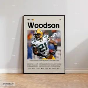 Charles Woodson Green Bay Packers NFL Poster, Defensive Star Art