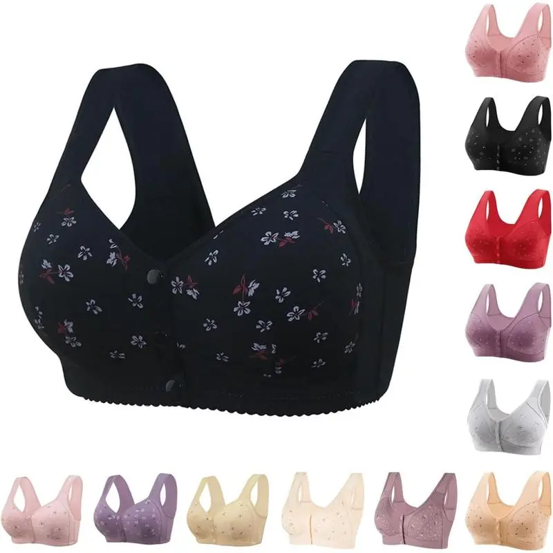New(New)New Daisy Bras for Older Women with Front Closure, Push-up Bra, No Underwire, Senior Bra with Snaps, 2025 Upgraded Breathable Cotton Bras, Can be used with a raincoat.