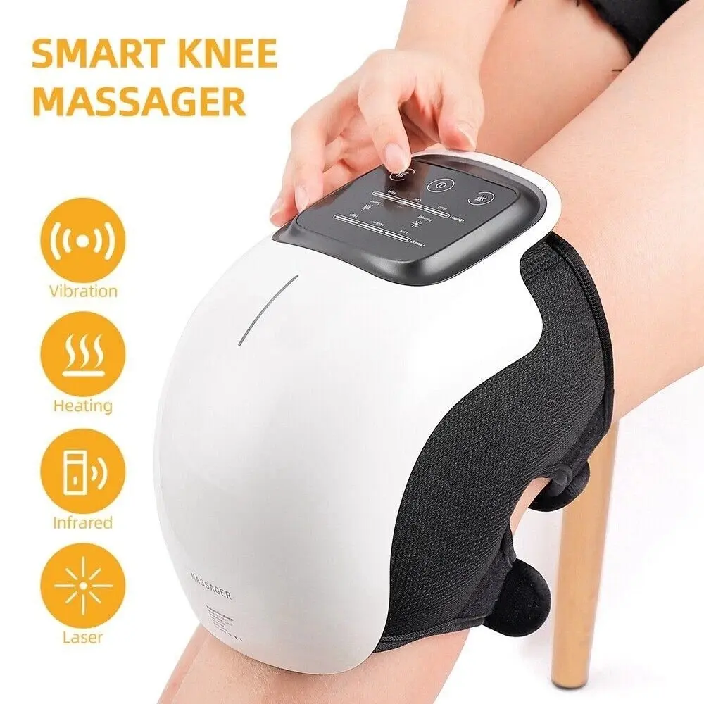 Heated Knee Massager, Electric Knee Massage Machine, Smart Three-In-One Function, LED Screen, Wireless Design, Adjustable Shoulder Strap