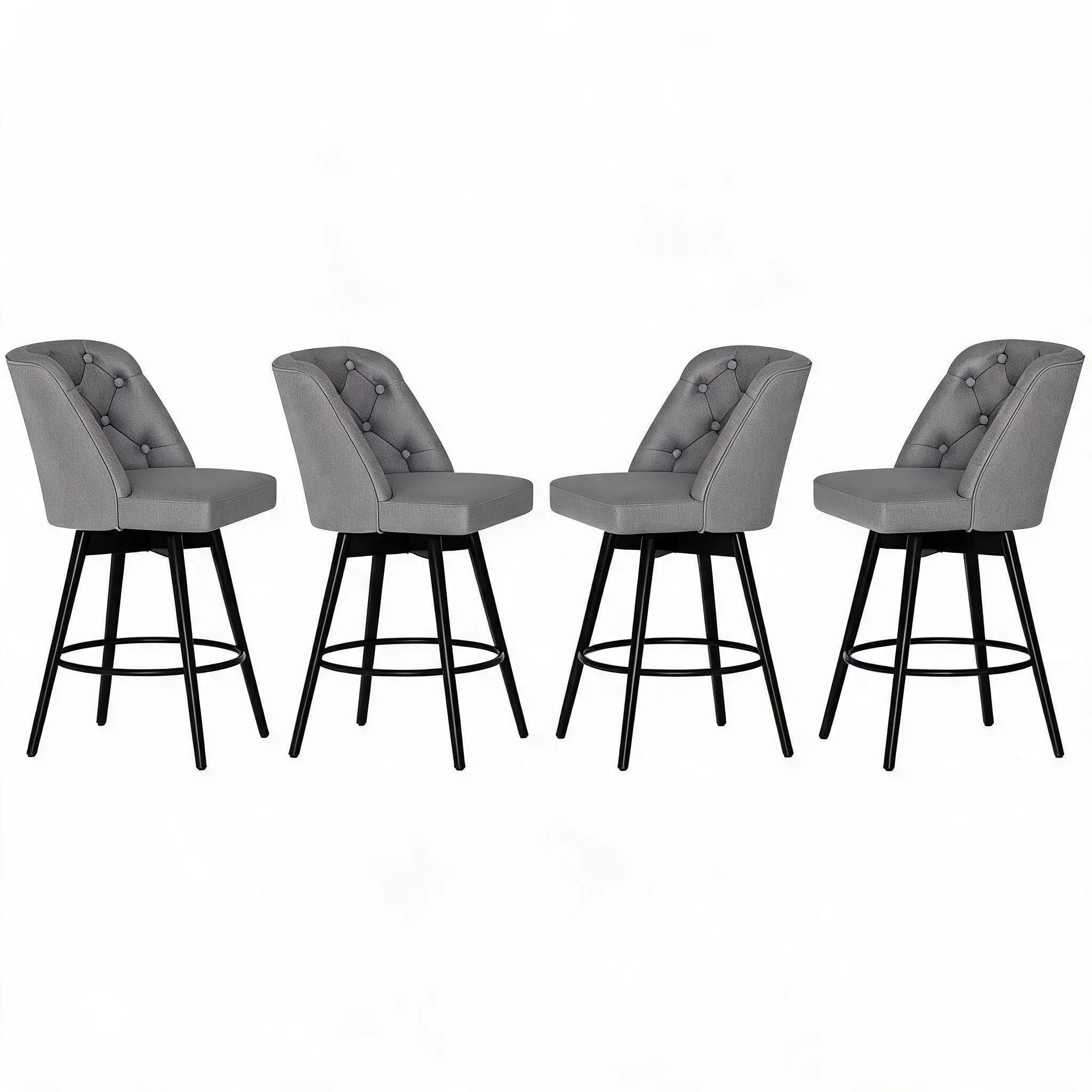 GARVEE Set of 4 Upholstered Swivel Counter Stool Swivel Chairs - Performance Fabrics, Tufted Detail, Upholstered Look, 360° Rotation, Backrest, Ideal for Kitchen Island, Home Bar