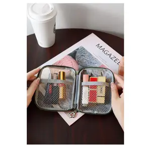 Small Clear Makeup Bag for Purse Travel Cosmetic Case Transparent Toiletry Bag with Zipper, Portable Make Up Organizer Traveling Compact Car Bag for Essentials