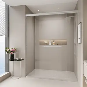 YYDS 44-48 in. W x 72 in. H Double Sliding Shower Door, Semi-frameless Bypass Bathroom Sliding Door with 1/4" (6mm) Tempered Glass for Walk-in Shower, Brushed Nickel 24D03-48BNX