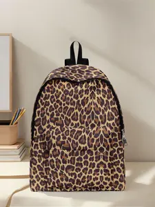 Leopard Print Backpack with Fun Design, Fashionable Casual Style, Spacious Storage, Ideal for School, Travel, Business Trips