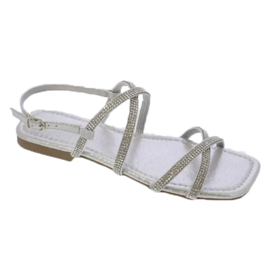 PRIME-1 SLV WOMAN SANDAL OPEN TOE ANKLE STRAP RHINESTONE EMBELLISHED