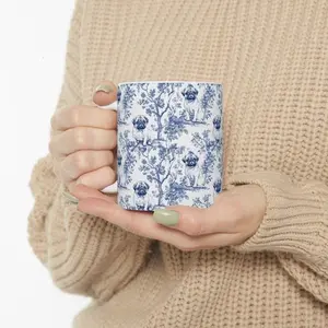 [Sale off up to 50%] Pug French Blue Toile de Jouy Mug, Blue toile de jouy Mug, Pug ceramic mugs, Pug Mom, Pug Lover Gifts, 11oz & 15oz ceramic mug