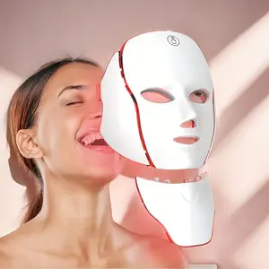 Wireless USB Rechargeable 7-Color Neck & Face Beauty Mask Machine, Touchscreen Unisex Skin Repair Single Item with 600mAh Battery, Home Salon Use Smart Wearable Skin Care Tool, Modern Aesthetic Design