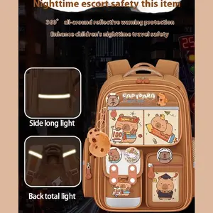 Cartoon Capybara Backpack Water-Repellent Large Capacity Schoolbag Alleviate Burden Light-weight Backpack for Students School