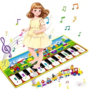Kids Piano Mat, 10 Demos 8 Animal Sounds Music Play Mat with Adjustable Volume, Record & Playback, Touch Sensitive Floor Keyboard Mat for Toddlers, Ideal Gift for Christmas, Birthday, Easter