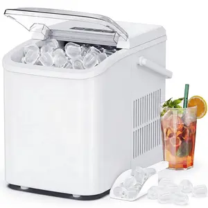 EDX Countertop Ice Maker, Self-Cleaning Portable Ice Maker Machine with Handle and Ice Scoop 9Pcs/6Min 26.5Lbs/24H, multicolor