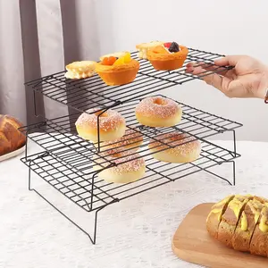 Baking Three-Tier Cake Stand Foldable Bread Cooling Rack Cookie Mesh Non-Stick Cooling Tray, Baking Tools, Durable Baking Accessory