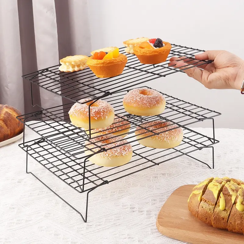 Baking Three-Tier Cake Stand Foldable Bread Cooling Rack Cookie Mesh Non-Stick Cooling Tray, Baking Tools, Durable Baking Accessory