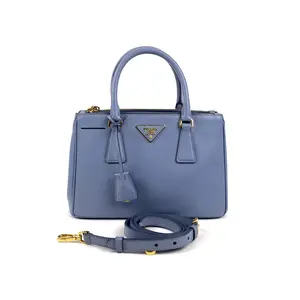 Pre-owned Cowhide Leather Handbag / Crossbody Bag Prada Galleria Mini Cowhide Lagoon Blue Top Handle & Shoulder Bag,Sku:SH58