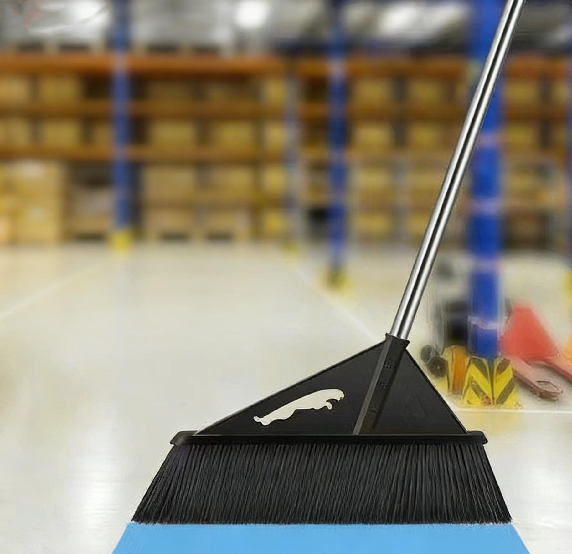 Stiff-bristled broom,19-inch long handle,wide-angle outdoor broom,commercial indoor broom, suitable for homes,garages,kitchens,offices,patios,lobbies,terraces,etc.For lawns and concrete surfaces.