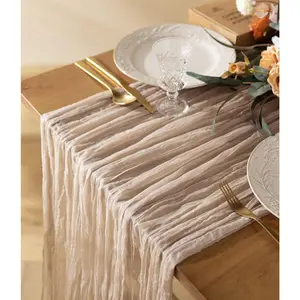 Cheesecloth Table Runner 10ft Gauze Boho Rustic Nude Cheese Cloth Table Runner for Wedding Bridal Shower Fall Thanskgiving Decoration 120 Inches