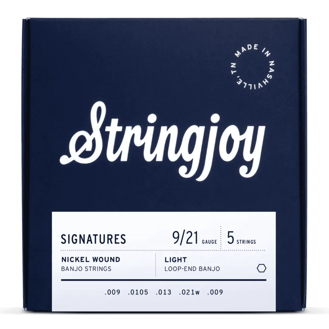 Stringjoy 5-String Banjo Strings - .009-.0105-.013-.021W-.009 Light Nickel Wound Loop-End, Music Equipment, Bright Tone, Durable, Comfortable Playing Experience, Corrosion Resistant, Beginner Practice, Folk Accessories