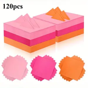 120pcs Pink And Orange Paper Napkins Multi Color Beverage Napkins Dinner Napkins Orange Guest Napkins Disposable Dinner Napkins for Tequila Sunrise Party Baby Shower Birthday