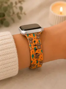Western Highland Cow Watch Band | Orange Cowgirl Watch Strap | Cute Rustic Watch Band