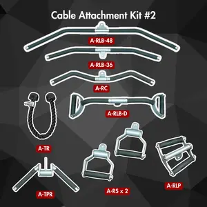 Essentials Cable Attachment Kit - Cable Attachment Kit #2 - Muscle D Fitness - 48 & 36" Lat Bar Curl Bar Single and Double Handles Triceps Rope