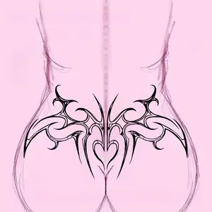 1pcs Thorn Love Succubus Herbal Juice Tattoo Sticker Sexy Spicy Girl Temporary Tattoo Waterproof Durable Abdominal Fake Tattoo Men and Women Halloween Party Gift Y2K Sticker Tattoos