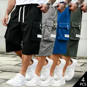 Men’s seven-eighths shorts with multiple practical pockets and a drawstring waist; men’s casual shorts; men’s cargo shorts—an ideal gift for your boyfriend.