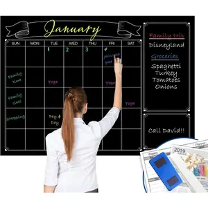 Dry Erase Black Laminated  Chalk Board Wall Calendar, 38-Inch by 50-Inch,Erasable Monthly huge weekly chalkboard bulletin board,better than wall decor sticker