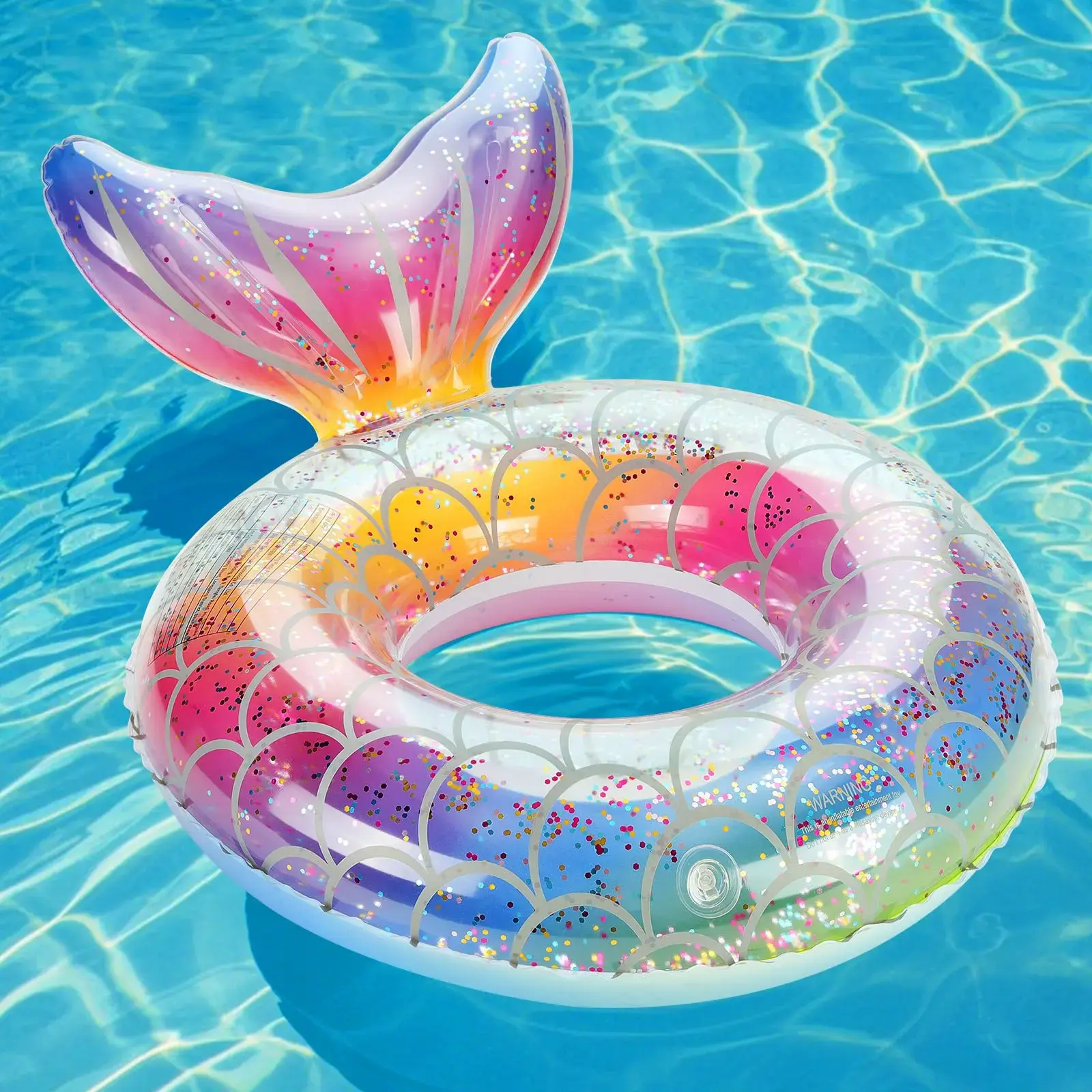 MOKO Swim Float Rings for Kids Size, 58cm Cute Fishtail Shape Round Inflatable Rings, Thick PVC Float for Pool/Beach, Deflates Easily, Deflate Easily, Double-Valve, Deflating Ease, Swimming Aid