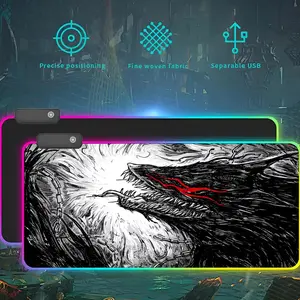 Guts Berserk Anime Mouse Pad RGB LED Light Gaming Mousepad Waterproof Large Gamer Mouse Carpet Big Mause Keyboard Pad PC Desk Play Mat with Backlit