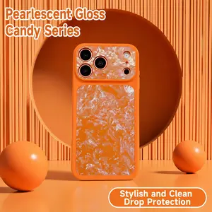 Aesthetic Iridescent Pearl Case for iPhone 17 16 15 14 13 12 11 Pro Max Full Camera Lens Protection Luxury Marble Cover 985