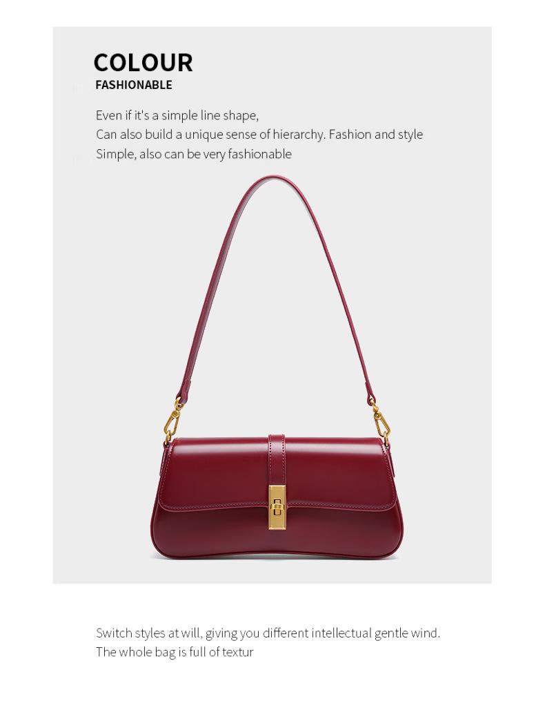 Women's Minimalist Shoulder Bag Smooth Faux Leather Underarm Purse with Metal Lock Versatile bag