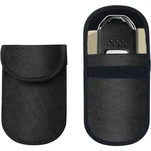 Upgraded 2 Pack Faraday Bag for Key Fob, Faraday Pouch for Car Keys, Car RFID Signal Blocking Anti-Theft Pouch Anti-Hacking Case Blocker Black