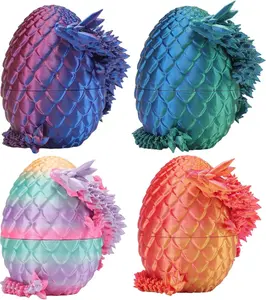 3D Printed Dragon Eggs with Dragon Inside – Fantasy Tabletop Decor, 3D Printing,Unique Desktop Decoration & Collectible – Christmas Ornament & Stocking Stuffers (4 Pack) Set Traditional