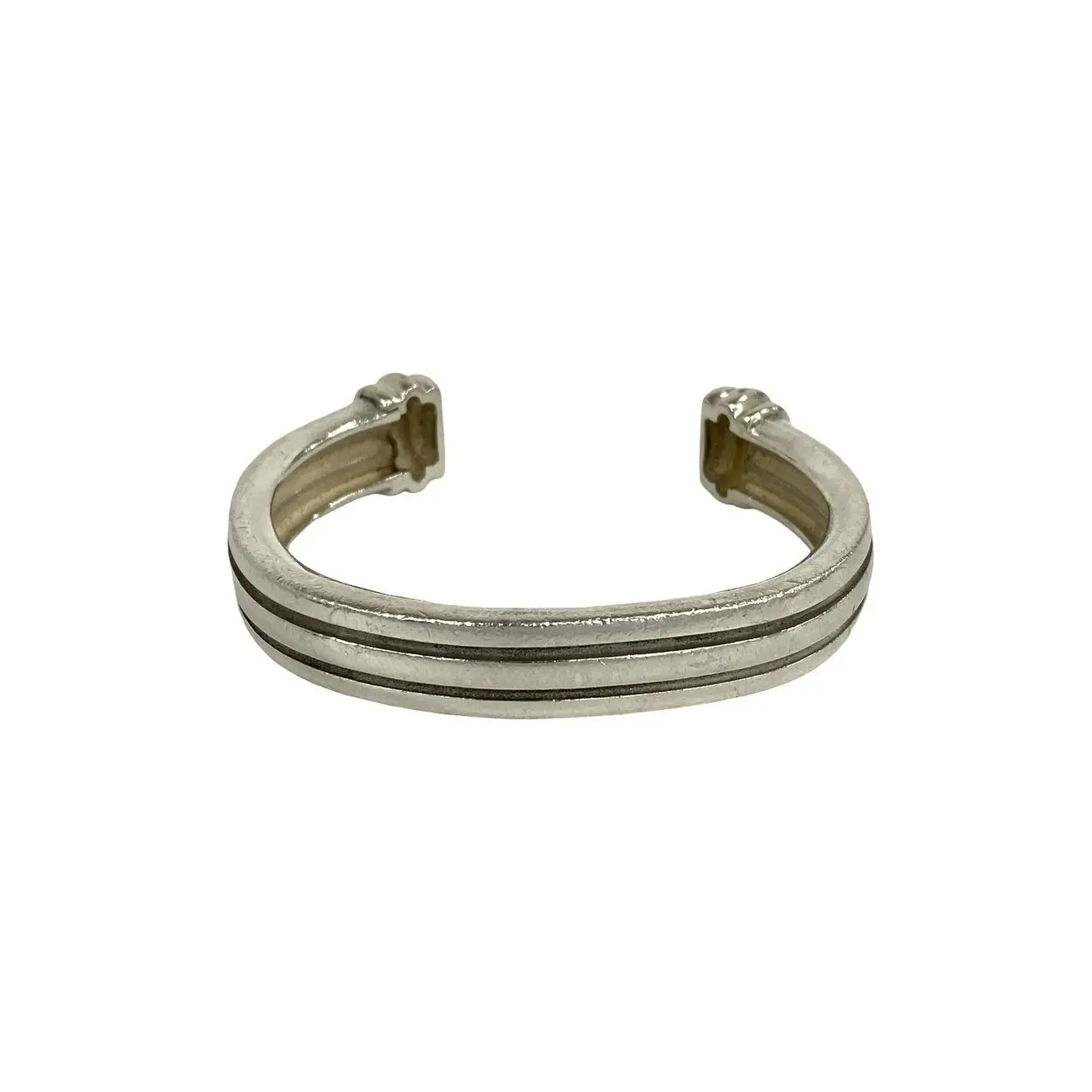 Pre-owned Tiffany & Co. Sterling Silver 925 (Ag925) Small Leather Goods Grooved 925 Silver Bangle
