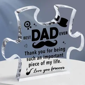Dad Birthday Gifts with Gift Box, Christmas Fathers Day Dad Gifts from Daughter Son, Gifts for Dad, Acrylic Plaque Block Puzzle Daddy Birthday Gifts Dad Presents for Stepdad Grandpa - Acrylic Puzzle Plaque