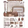 43Pcs Brown Series Makeup Brush Set, Full Face Cosmetic Brushes with Beauty Sponges, Powder Puffs, Spa Headband, Eyelash Curler, Portable Wash Bag, Complete Makeup Tool Kit for Beginners