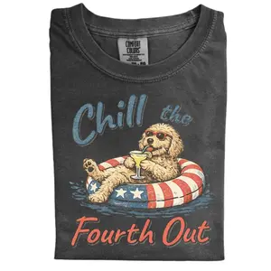 Funny Goldendoodle 4th of July T-shirt, Vintage 90s Chill The Fourth Out Dog Graphic Tee, Unisex Fit Design, Casual Streetwear, Gift for Dog Lovers