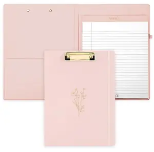 Aesthetic Clipboard Folio with Refillable Lined Notepad & Interior Pocket – Cute Padfolio/Legal Pad Holder for Women – Easily Organize Notes at Work, School, or Home