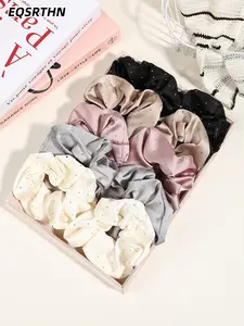 Elegant Rhinestone Decorated Organza and Satin Hair Tie for Women, Simple and Fashionable Headwear, Casual Style Hair Accessory, Scrunchie, Scrunchies