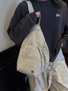 Women's Solid Color Shoulder Bag, Fashionable Backpack with Bag Charm, Trendy Backpack, Casual Versatile Backpack for School & Outdoor Activities