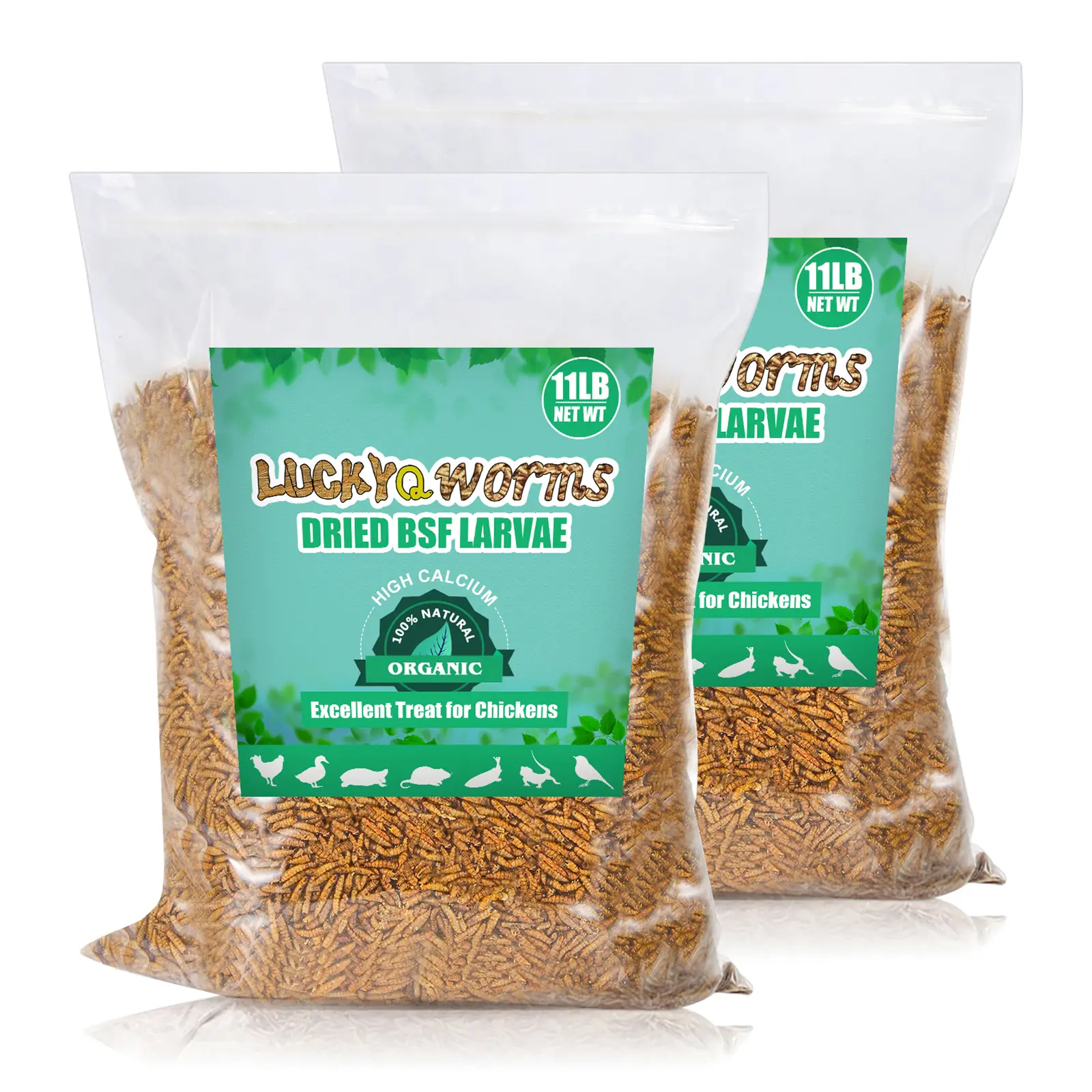 LuckyQworms 22lbs/44lbs/40lbs/20lbs/11lbs/5lbs Dried Black Soldier Fly Larvae Mealworms for Chickens Birds Bluebirds Hamsters Turtles Fish Hedgehogs High Protein Omega-3 Fatty Acids Pet Food for Poultry Reptile Rodent Daily Treats