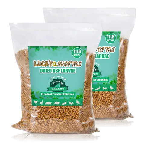 LuckyQworms 22lbs/44lbs/40lbs/20lbs/11lbs/5lbs Dried Black Soldier Fly Larvae Mealworms for Chickens Birds Bluebirds Hamsters Turtles Fish Hedgehogs High Protein Omega-3 Fatty Acids Pet Food for Poultry Reptile Rodent Daily Treats